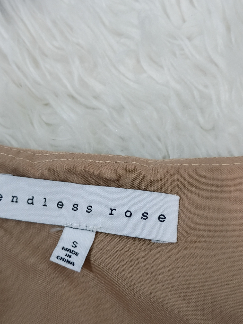 Endless Rose Embroidered Tan Shift Top With Pom Pom Shoulder Ties - Picture 5 of 8